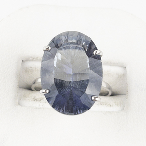 lot 103 image: Blue Mystic Topaz Sterling Silver Solitaire Ring. Size 6.5.