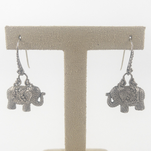 lot 117 image: Artisian Collection of Bali Elephant Sterling Silver French Wire Earrings .