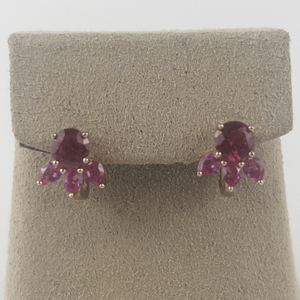 lot 121 image: Pink And Red Stones (Lab Grown Ruby And Pink Sapphire) Rose Plated Sterling Silver Lever Back Pierced Earrings .