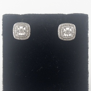 lot 127 image: Intricate CZ Sterling Silver Stud Earrings .