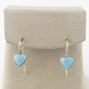 lot 135 image: Carolyn Pollack Roderick Tenorio Turquoise Mosaic Heart Sterling Silver French Wire Earrings .