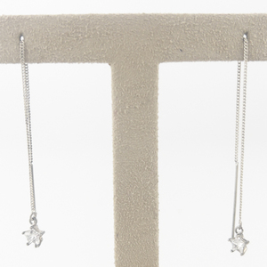 lot 148 image: Star Cut CZ Silver Tone Base Metal Threader Earrings.