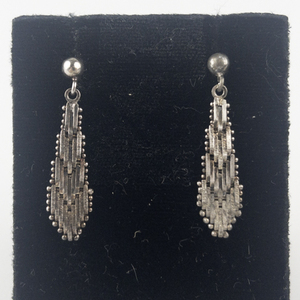 lot 151 image: 1990S Italian Chevron Riccio Silver Tone Base Metal Ball Dangle Earrings.