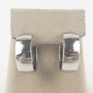 lot 153 image: Wide Stainless Steel Hoop Earrings .