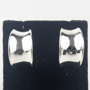 lot 159 image: Mws (Mexico) Wide Sterling Silver Half-Hoop Pierced Earrings.