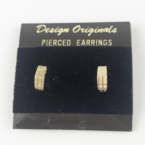 lot 162 image: Mini Textured Hexagon Gold Tone Base Metal Hoop Earrings .