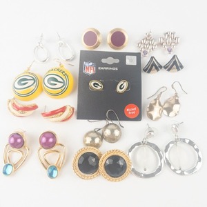 lot 168 image: Group of 12 Base Metal Pierced Earrings. All Wearable & In Good Condition