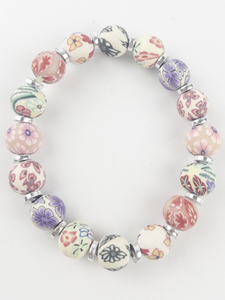 lot 171 image: Floral Base Metal Bead Bracelet .