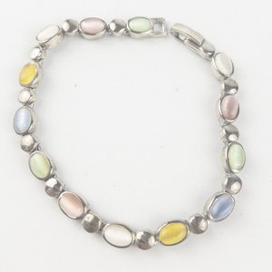 lot 172 image: Multi Gemstone Silver Tone Base Metal Tennis Bracelet.