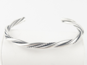 lot 183 image: Twisted Textured Sterling Silver Cuff Bracelet.