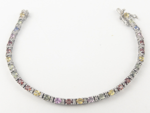 lot 200 image: STS Jewels Multi Gemstone & CZ Sterling Silver Tennis Bracelet.
