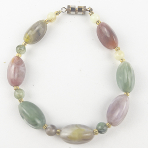 lot 207 image: Agate Base Metal Bead Bracelet .