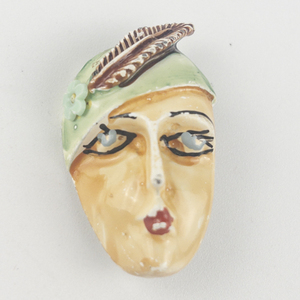 lot 215 image: Flapper, Hand-painted Brooch