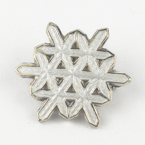 lot 247 image: Ottar Hval (Oslo, Norway) Vintage White Enamel Snowflake Sterling Silver Brooch .