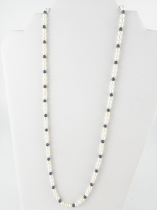 lot 296 image: Black Onyx & Simulated Pearl Bead Necklace.