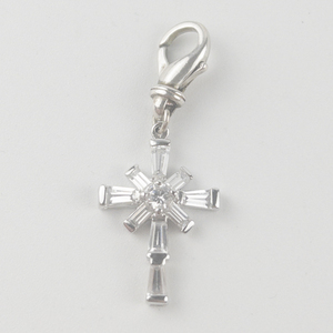 lot 316 image: CZ Cross sterling silver pendantcharm (no chain).
