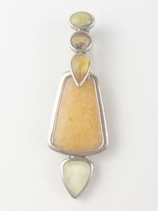 lot 329 image: Whitney Kelly  Multi Gemstone Inlay sterling silver pendant (no chain).