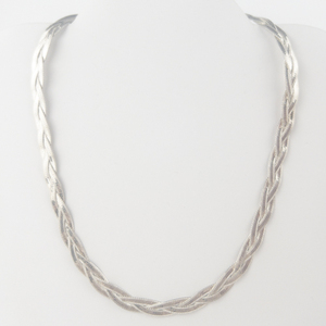 lot 343 image: IBB (Italy) Braided Sterling Silver Herringbone Necklace.