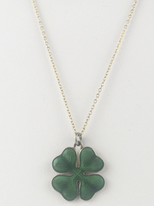 lot 347 image: Alfred Halfden Gjerstrom Norway  Guilloche Enamel Clover Sterling Silver Pendant Necklace .