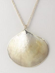 lot 373 image: Shell Face Gold Tone Base Metal Pendant Necklace .