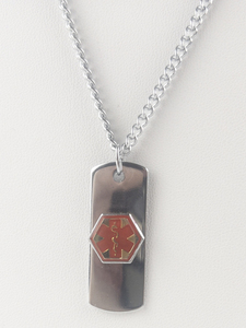 lot 381 image: Insect Sting Medical Alert Stainless Steel Pendant Necklace .