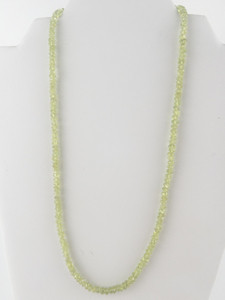 lot 383 image: Peridot Faceted Sterling Silver Bead Necklace.