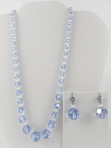 lot 385 image: Set of two  Blue & White Faceted Beaded Necklace & Earrings.