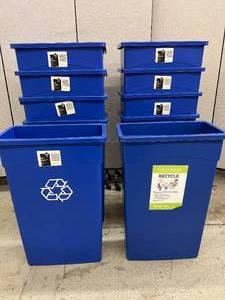 lot 19 image: MSRP $800  10 Tough Guy&nbsp23 gal Capacity 4UAU7 Recycle Waste Baskets Trash Cans 30 Height - NEW