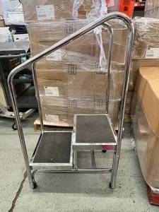lot 31 image: MSRP $500 Brewer High Quality 2-Step Stepstool with Safety Support Hand Rail - In Great Condition