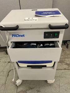 lot 23 image: BioMedix Vascular Solutions PADnet Peripheral Artery Disease Diagnostic Cart with Blood Pressure Cuffs, Power Strip & Dell V105 Printer - All Tested As Working Condition