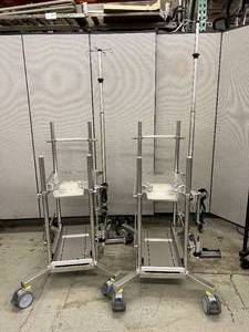 lot 24 image: Lot of 2 $$$$ Maquet Getinge 70105.4184 Stainless Steel Sprinter Cart XL with I.V. Pole - Appears New
