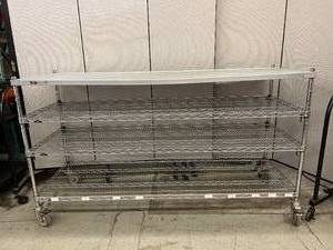 lot 54 image: InterMetro Heavy Duty Stainless Steel Mobile Wire Transport Storage Cart Truck - NSF Approved - In Great Condition 40 x 24 x 72