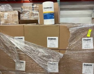 lot 78 image: 12&nbspCases (6 canisters per case) NEW Everwipe Disinfectant Wet Wipes Multi-Surface Cleaning and Deodorizing Formula, Fragrance-Free, Alcohol & Bleach Free 75 Wipes Per Canister