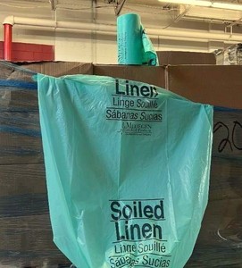 lot 43 image: MSRP $1200  18 Cases (250 bags per case) NEW Medegen Medical Products X2304 30.5 x 41 Soiled Linen Bag Heavy Duty Thick 1.2 MIL - Mint Green Color - These make awesome garbage bags too
