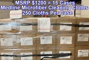 lot 55 image: FINAL ONES MSRP $1200  15 Cases (250 each per case) NEW Medline Cloth Microfiber Cleaning Clothes - Disposable -&nbspDurable performance and soft feel, Large coverage with a streak-free quick dry fibers - perfect for the shop or cleaning companies