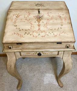 lot 81 image: Painted Floral Secretary Desk
