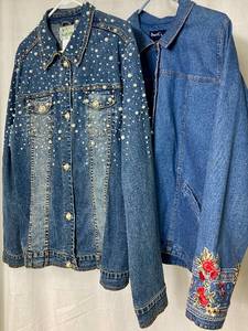 lot 92 image: Vintage Embellished Denim Jackets- Size Large