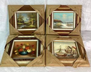lot 129 image: 4 Original Oil on Canvas Paintings 17 x 15