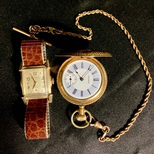 lot 143 image: Mens Vintage Bulova Watch and Columbia Mechanical Pocket Watch