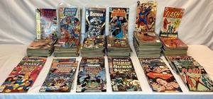 lot 101 image: DC Comics Superman,  Batman, The Flash and Justice League Comic Books