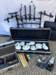 lot 187 image: Roland Electric Drum Set With Stand, Case and Kick Pedals - Models PD-9, PD-7, KD-7, FD-7 and TD-7