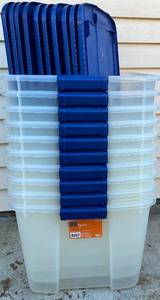 lot 195 image: Room Essentials 66 Qt. Latch Top Plastic Storage Totes - 10 pcs