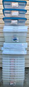 lot 197 image: 20 Plastic Storage Totes- 28Qt. and 32Qt.