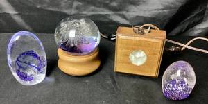 lot 37 image: 3 Blown Glass Paperweights and Lighting Bases