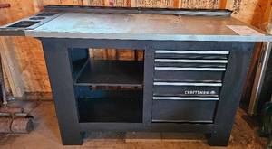 lot 233 image: Craftsman Work Bench - 5 Drawers with Open Shelf Space