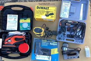 lot 243 image: Corded Power Tool Bundle - Sanders, Electric Staplers,