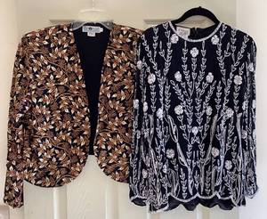 lot 272 image: Vintage Stenay Silk Beaded Blouse and Vintage Daily Planet Womens Open Cropped Jacket