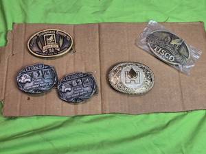 lot 18 image: Collection of 5 Vintage Tisco Belt Buckles with Unique Designs