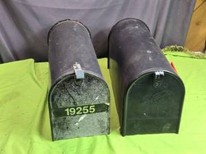 lot 25 image: Pair of  Mailboxes - Black Metal with Address Number 19255
