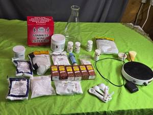 lot 66 image: Home Brewing Supplies Kit with Vinbrite Wine Filter Kit and Flavor Bases